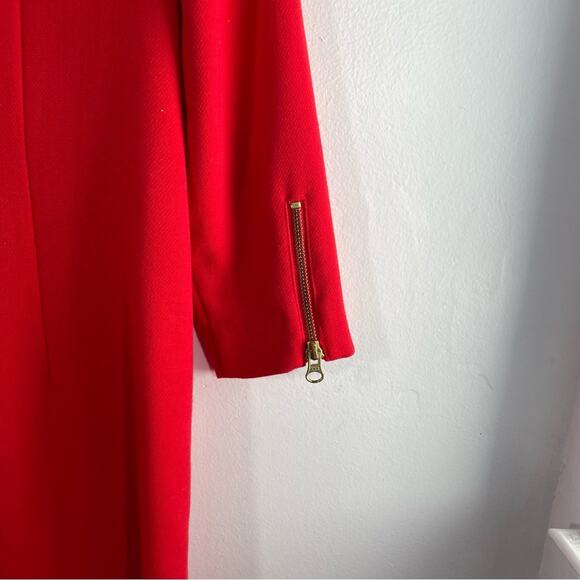 J. Crew Red Gold Double Zip Stretch Knit Shift Dress 00 - Picture 7 of 9
